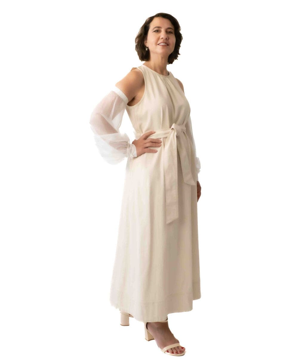 The Terry: Ivory Silk Chiffon-Long Sleeves